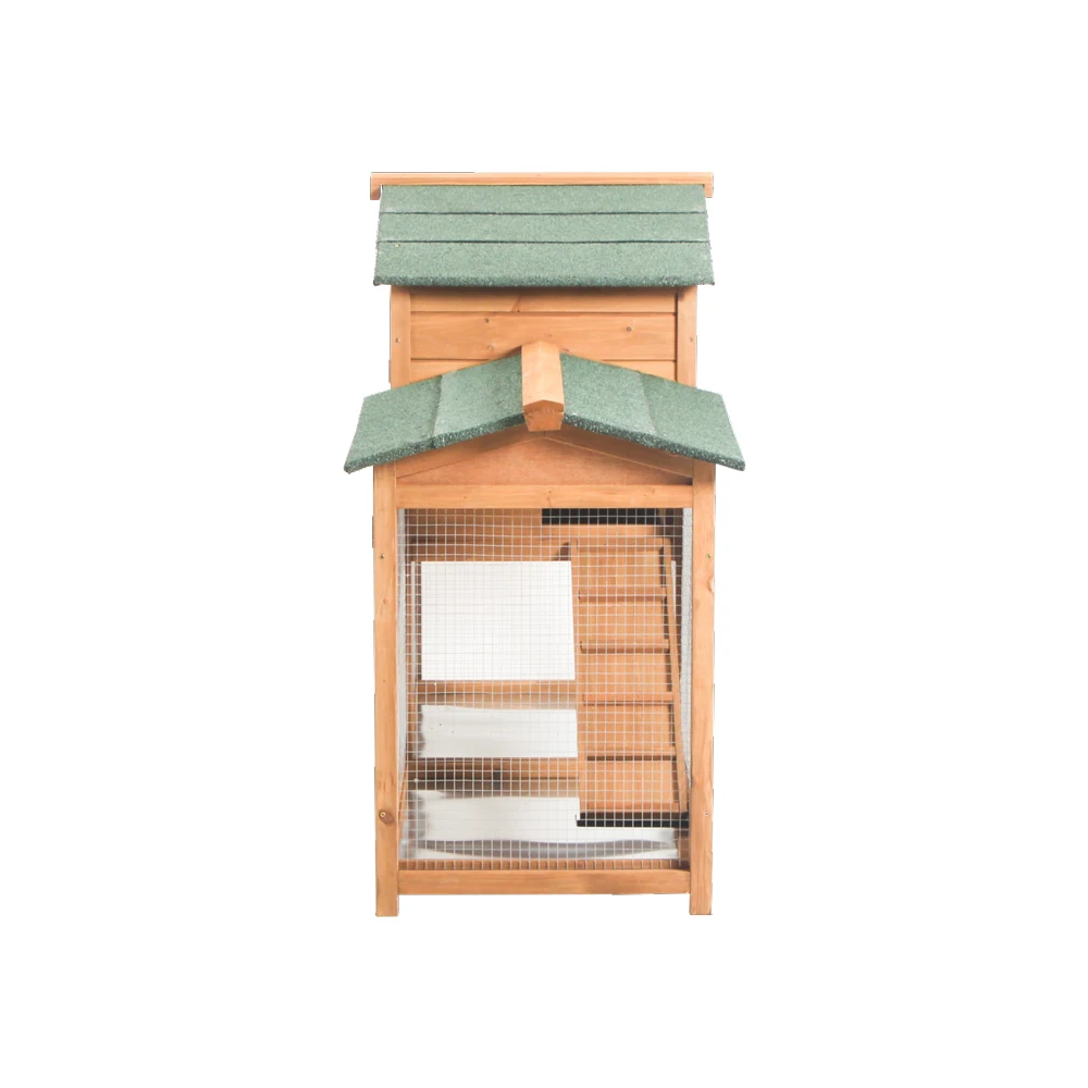 Large space double tier story wooden bunny rabbit hutch guinea pig house cage with ramp and run
