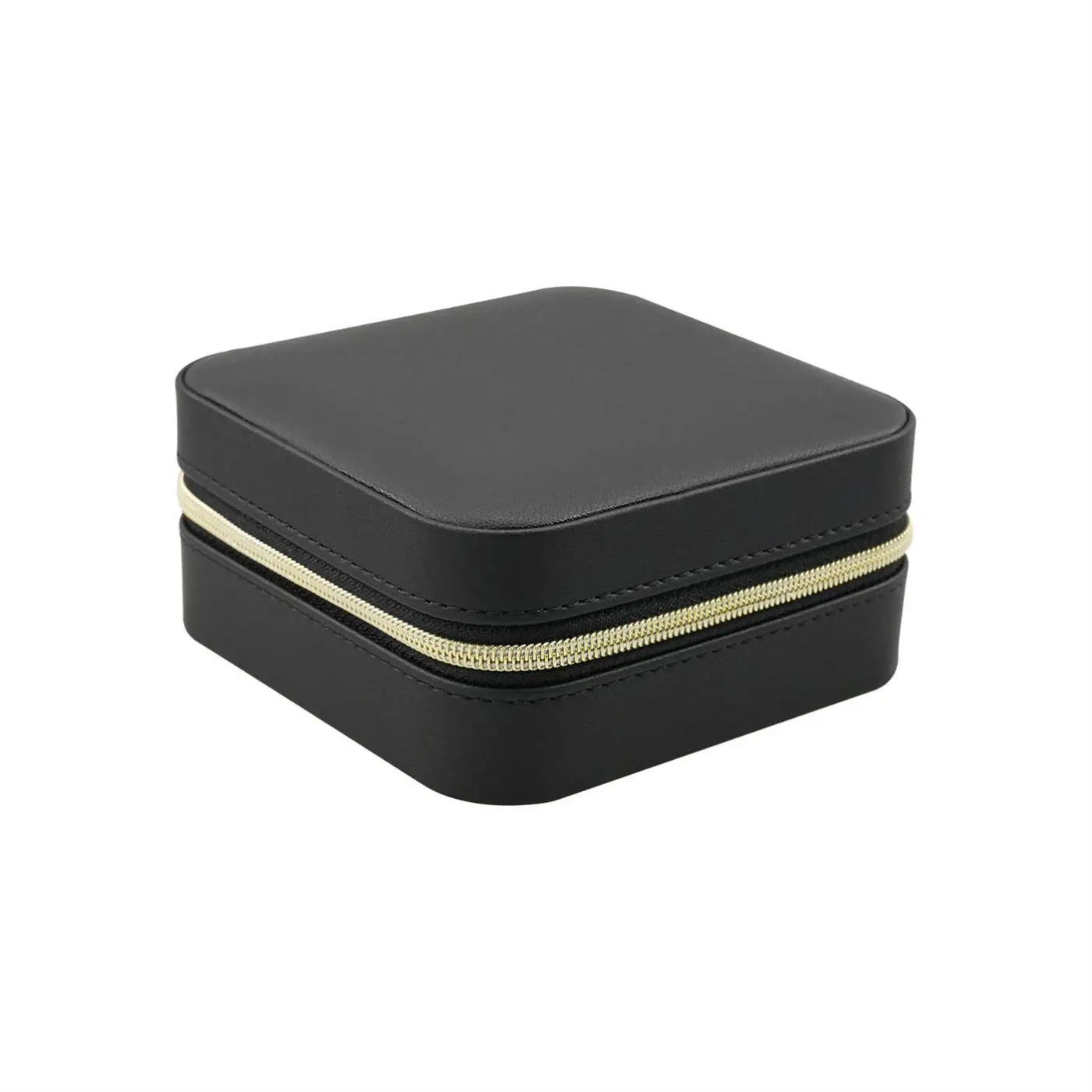 Faux leather magnetic pull out pack black jewellery tray portable travel storage fabric necklace bracelet rings jewelry box