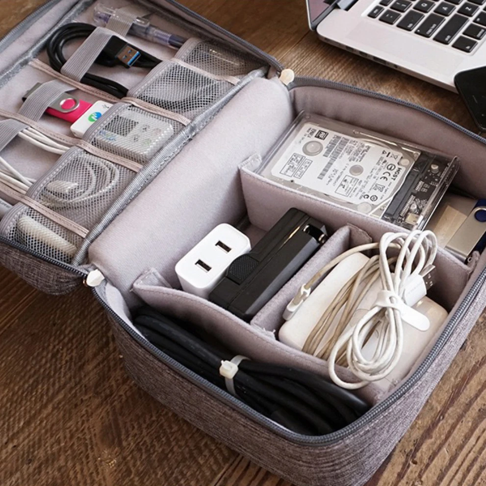 Custom New Electronic Accessories Cable Organizer Bag Digital Gadget Travel Organizer USB Cable Storage Case Bag