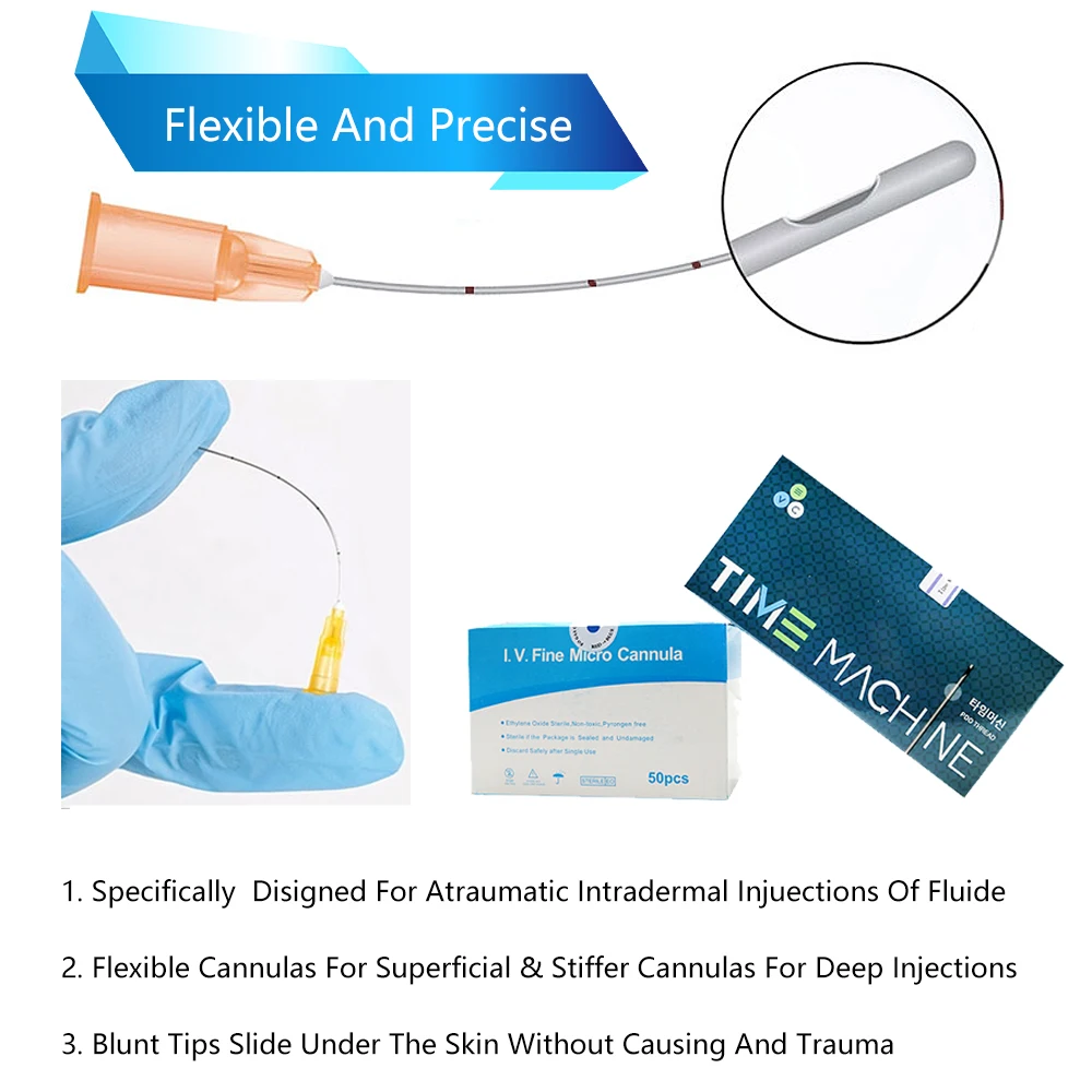 Korea Beauty Disposable Fine Stainless Steel Blunt Tip 21g 70mm Micro Cannula