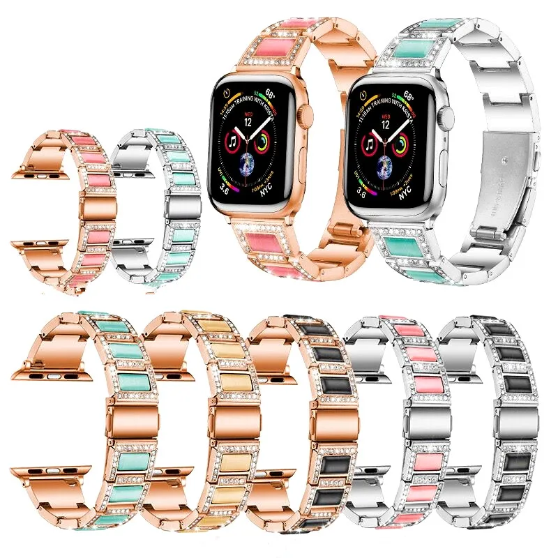 High-grade diamond  woman watch band for apple watch 38 40 42 44mm  Luxury style metal Watch strap for iwatch 6 5 se bracelet