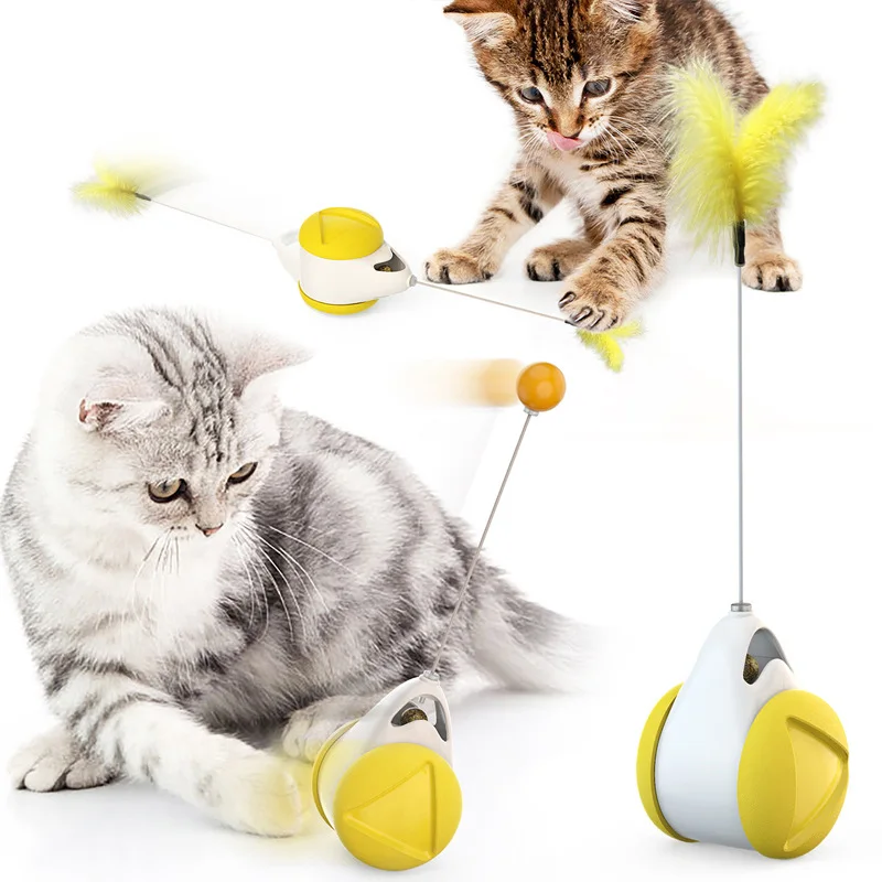 Interactive Electronic Removable Cat Rotating Balance Car Pet Funny Stick Toys cat chase toy