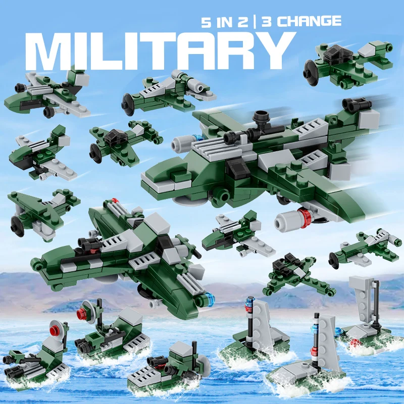 Tik tok hot sell kid diy toys building blocks set military series model