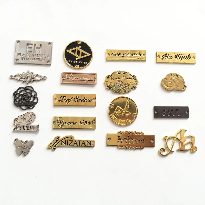 FREE SAMPLE Custom Metal Labels Brand Logo for Clothes Tags Patches High Quality Metal Labels And Tags