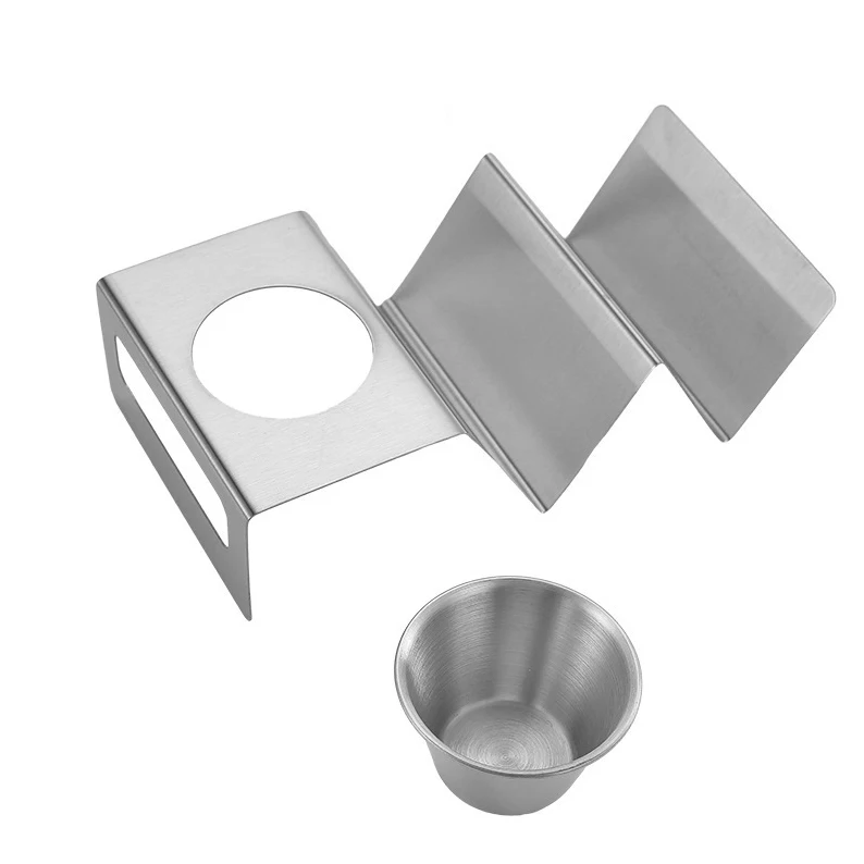 Wholesale Stainless Steel Taco Holder Taco Stand Rack Plates with Cup