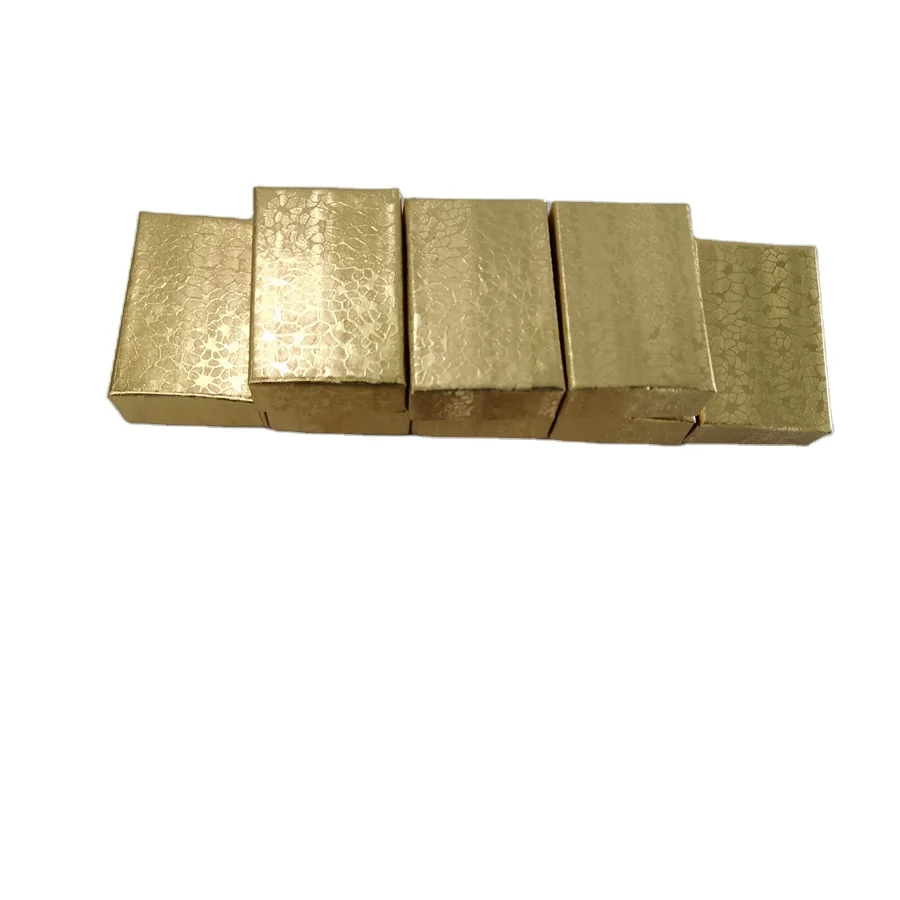 Z21G #21 Size 2-1/2 x1-1/2 x 7/8 Gold Foil Cardboard Jewelry Boxes Cotton Filled Ring Boxes Storage for Rings and Jewelry