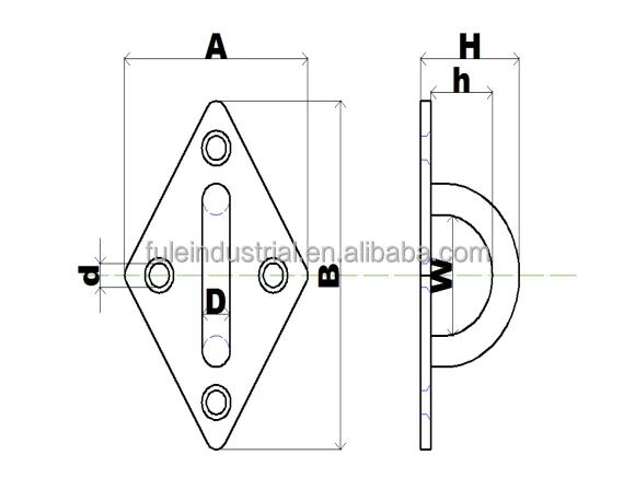 Stainless Steel Diamond Eye Plate with Ring Rigging Swivel Eye Plate from Manufacturer Essential Hardware for Boats