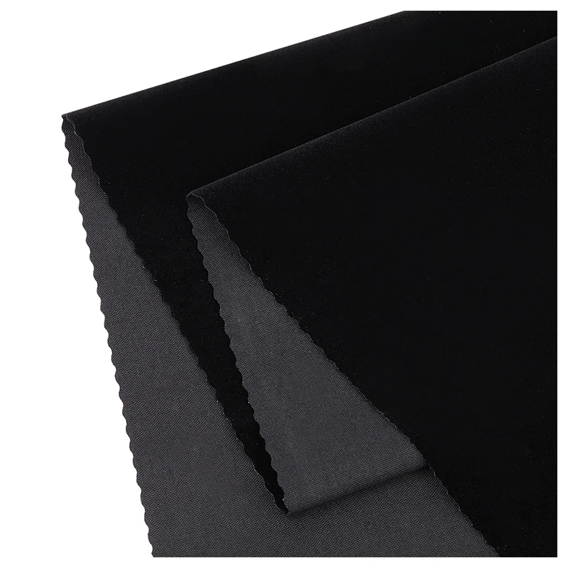 Factory High Quality Black Cotton Backing Long  Pile Flocking Fabric Stretch Pouch Velvet Flocked Fabric