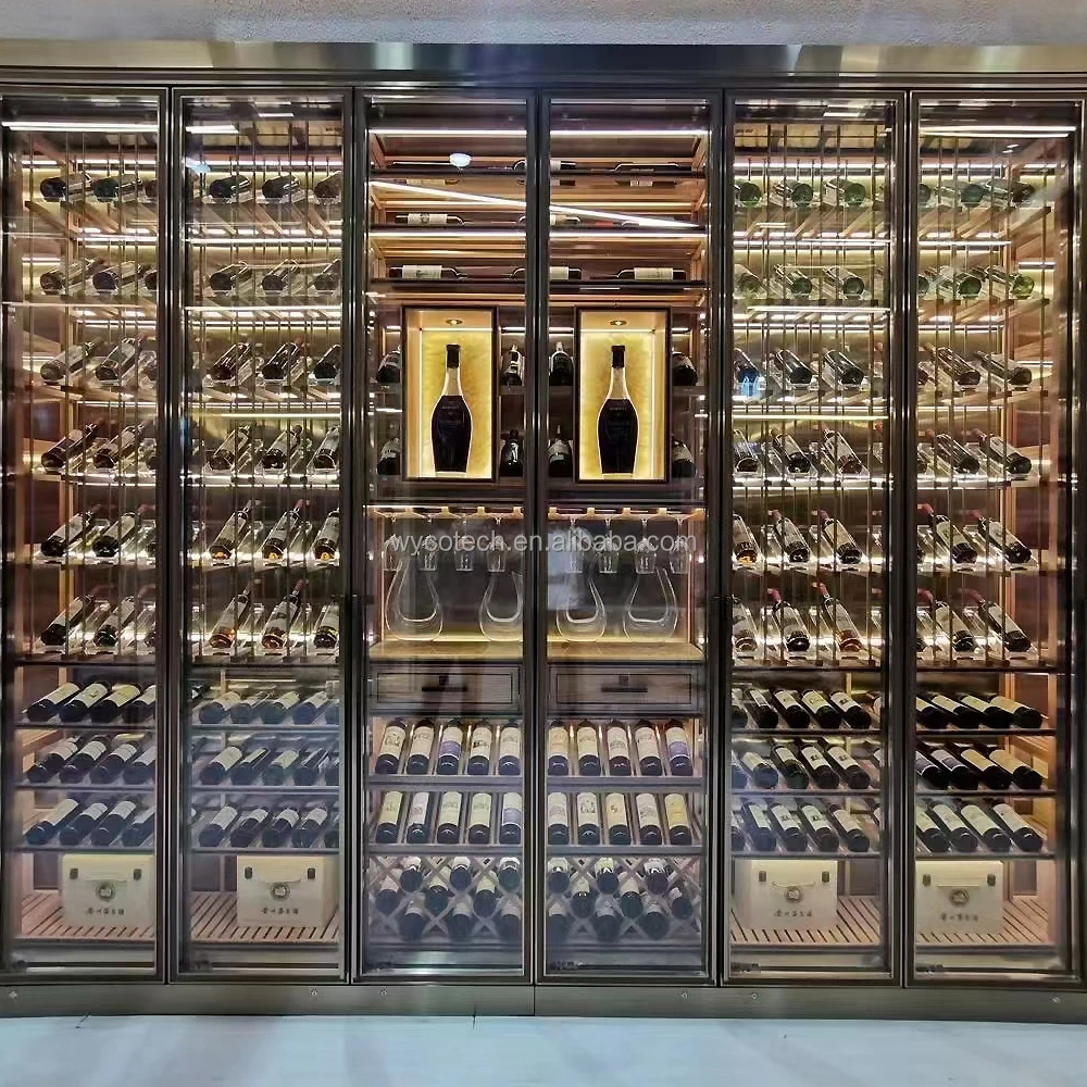 Деревянная стойка для хранения бутылок из бука винные шкафы охладитель с системой контроля температуры и компрессорной системы охлаждения винный погреб на заказ