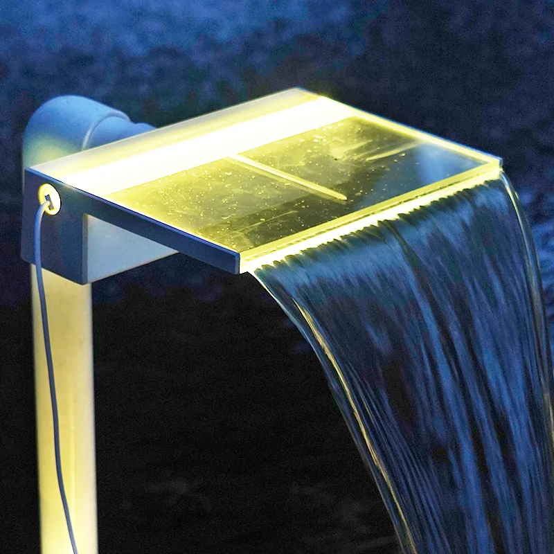Wall mounted water-blade cascade colorful led light decoration swimming pool water curtain waterfall