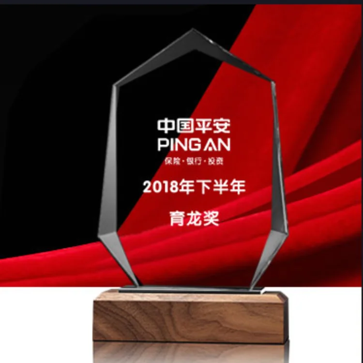 New creative k9 crystal trophy company annual celebration award ceremony commemorate staff crystal wooden shields trophy awards
