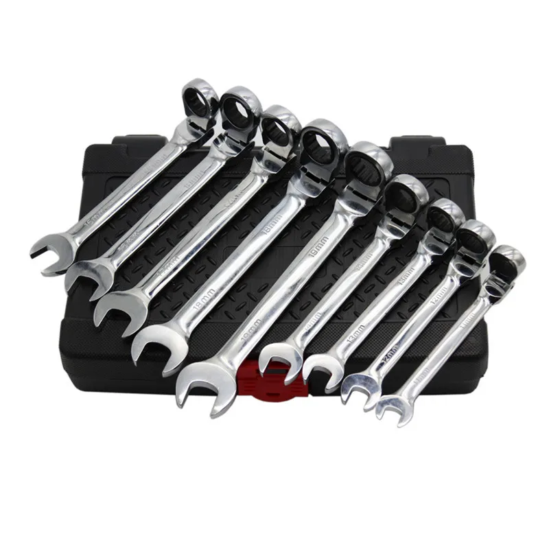 Odetools 12PCS Flexible Head Wrench Sets Combination Ratchet