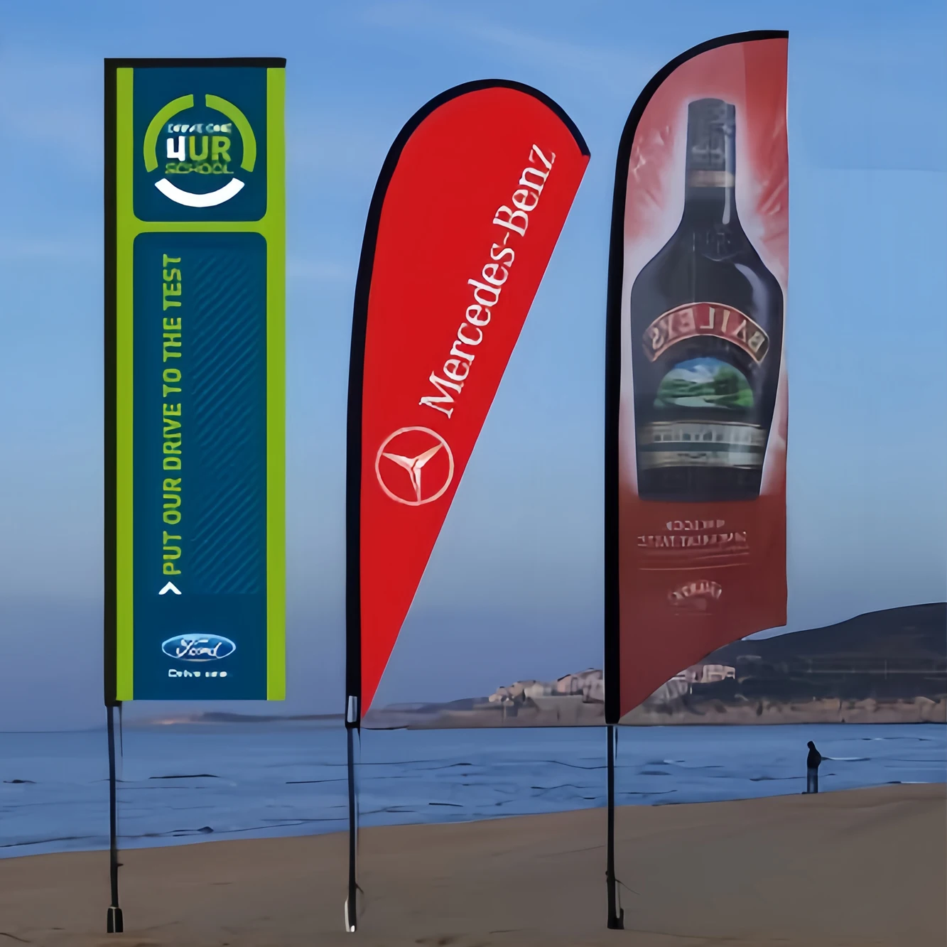 FEAMONT outdoor advertising banner stands custom logo bali printing polyester pole teardrop bow flex flying beach feather flag