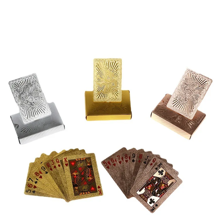 Custom Durable Wedding Foil Printing Playing Cards Customized Plastic Poker Cards PET Gold Poker Cards For Gifts