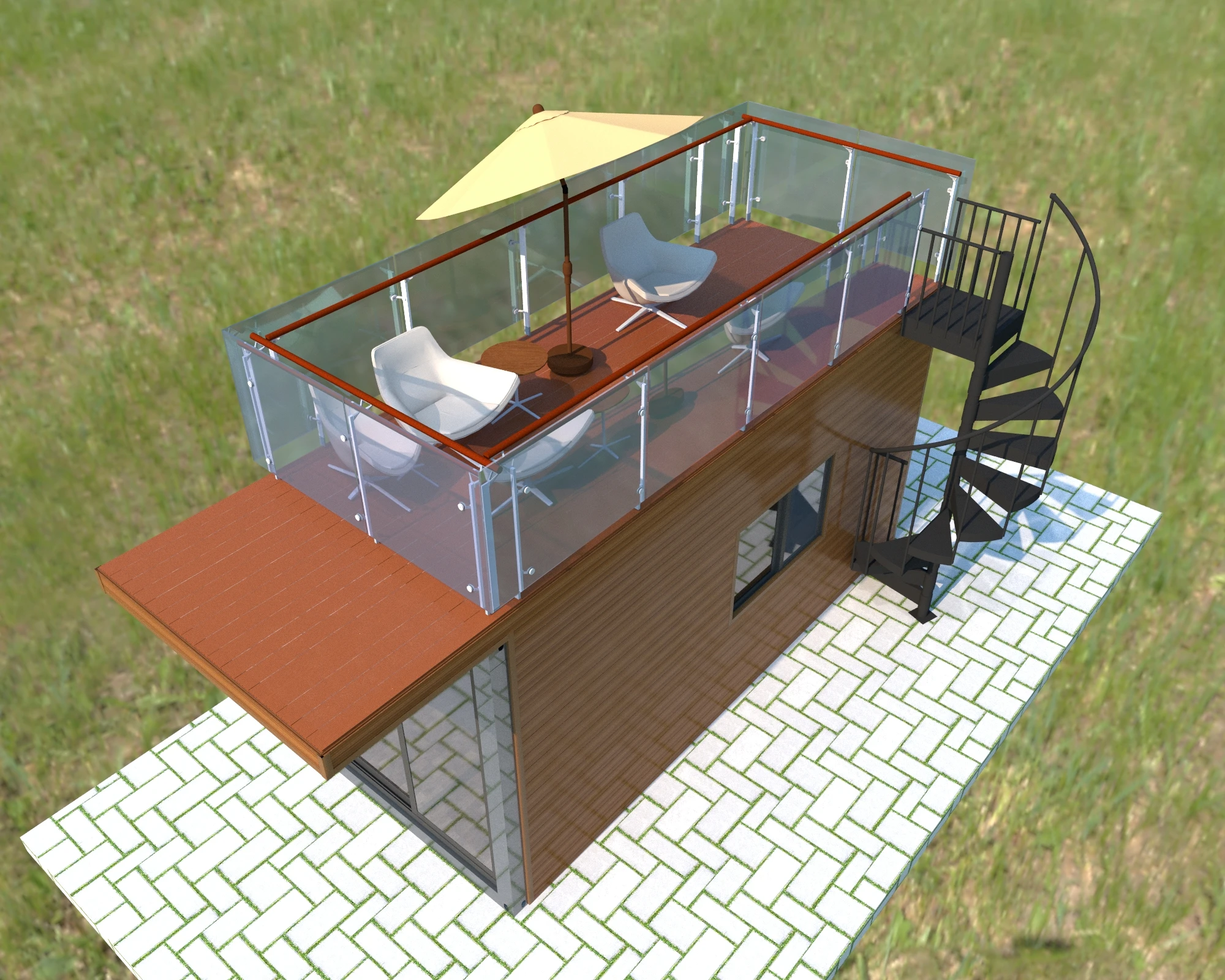 
tiny house home Quick Assembly Prefabricated House carport bathroom kitchen coffee shop with exterior stair 