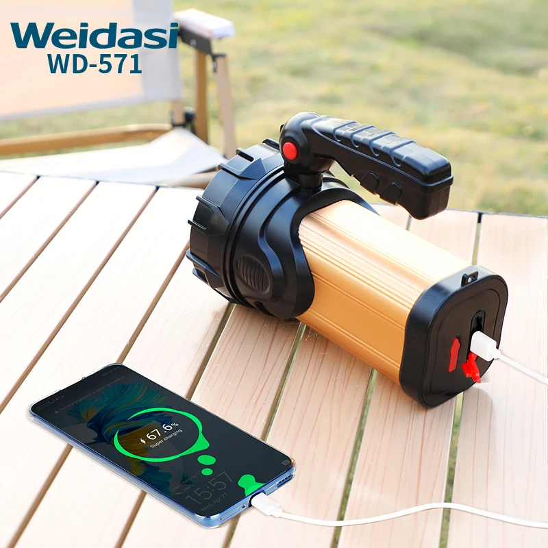 High power torch rechargeable LED searchlight handheld portable emergency light for outdoor