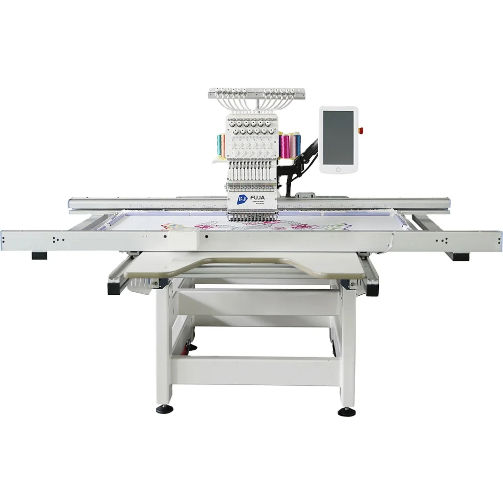FUJA Single Head Computerized Flat Embroidery Machine 12 15 needles embroidery machine Large Format Area High Speed