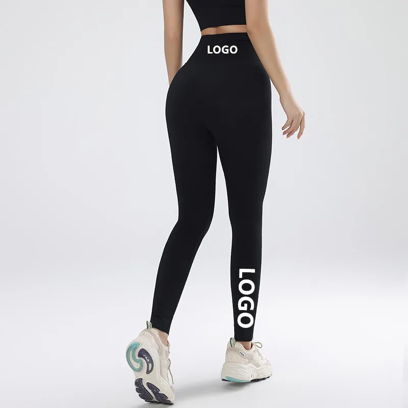 AMESIN Customize Brand Logo Print 4 Way Stretch V Cut Gym Leggings Shark Design Seamless Yoga Leggings