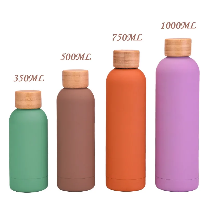 17oz Bamboo Lid Blank Water Bottles Logo Stainless Steel Double Wall Sports Bottle Insulated BPA Free