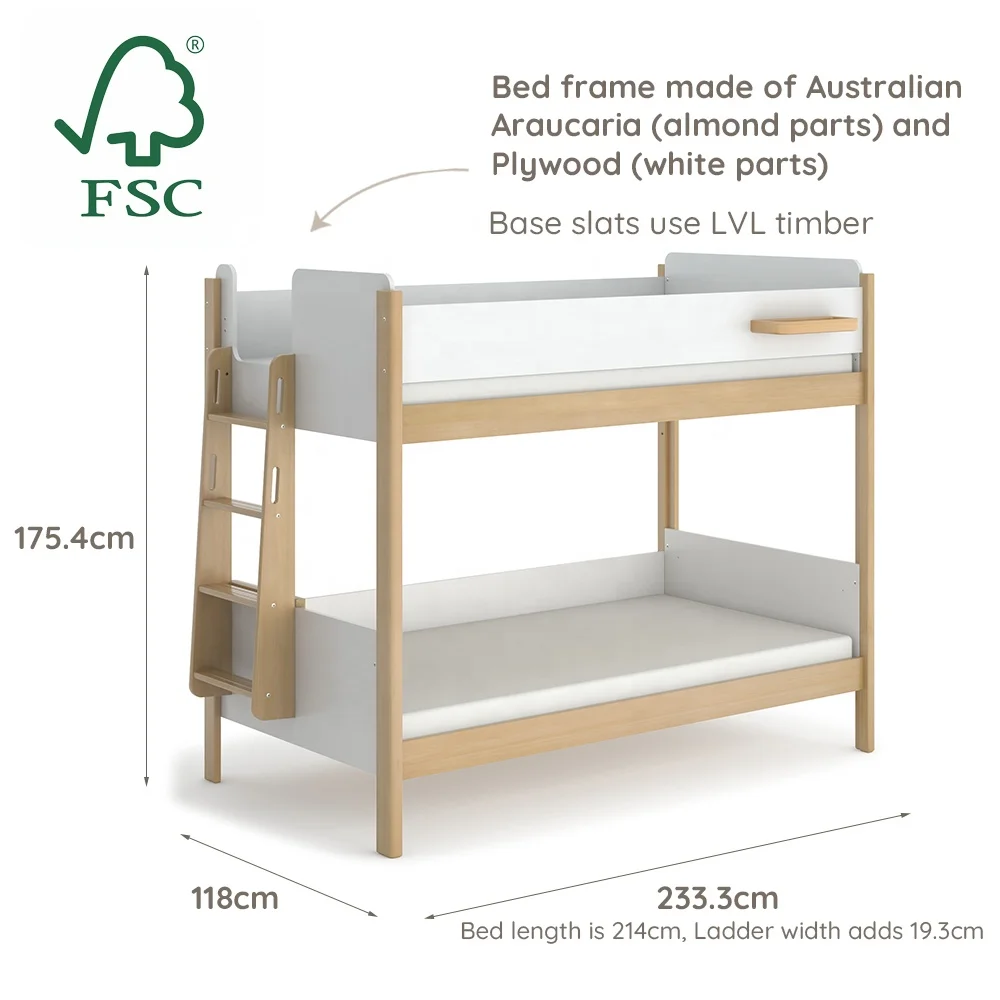 Only B2B Boori AS/NZS 4220 Double Kids Bedroom Furniture Children Wood Bunk Bed With Stairs For Small Room