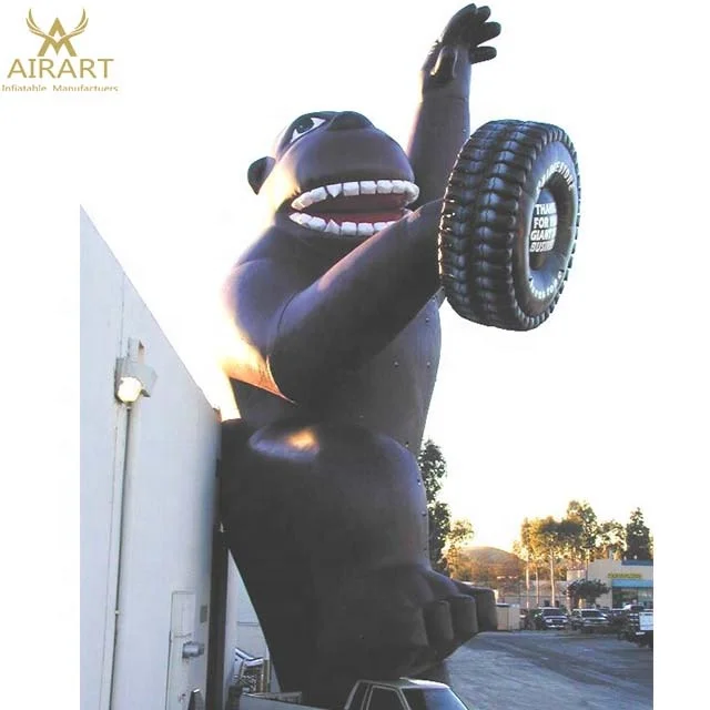 Huge Inflatable Gorilla Monkey , Car Tyre Factory Advertising Customize