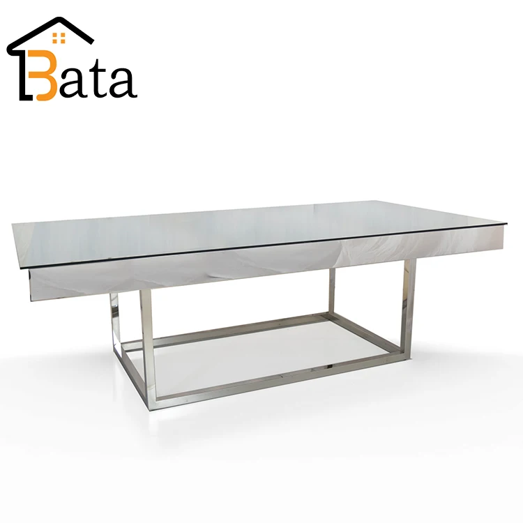 mirror glass dining round wedding stainless steel wedding event hotel table
