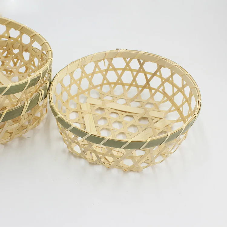 Jimao Wholesale Bamboo Woven Handmade Green Woven Bamboo Basket Fruit Basket Storage