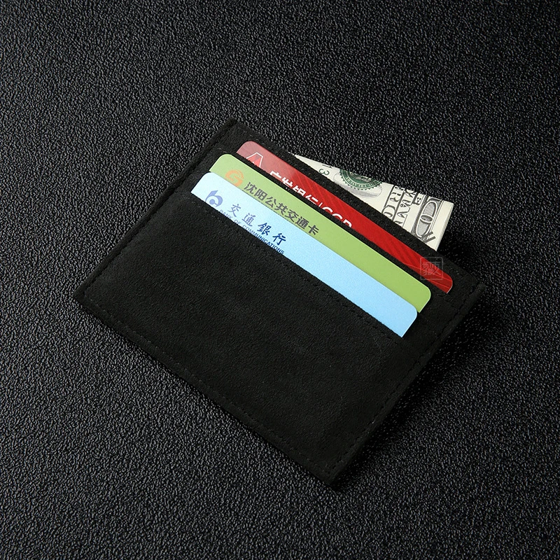 2022 New Trend Italian Alcantara Leather Card Case RFID Blocking Front Pocket Wallet Case