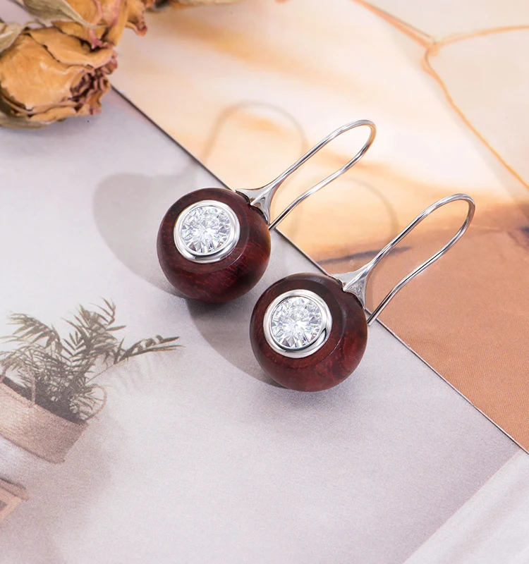 ChinChin Jewelry Long Stud Earrings Trendy Hawaiian Bohemian Vintage Style Geometric Wood Brass Zircon Wedding Banquets Gifts