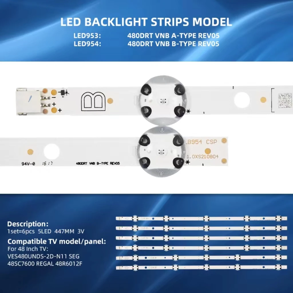 Replacement LED Light Kit LCD LED Backlight Strip 480DRT VNB A-TYPE REV05 B Bar LED TV For 48 Inch VES480UNDS-2D-N11 SEG 48SC760