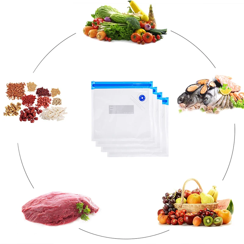 BPA free PA PE plastic reusable vacuum seal zip lock snack vegetables food storage bag