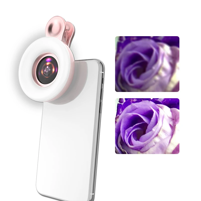 2 In 1 Adjusted Ring Light Clip On Macro Lens For Iphone