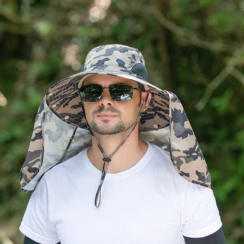 Мужские шляпы от солнца для рыбалки, скалолазания, защита от ультрафиолета Upf 50 +, шляпа для пешего туризма, сетчатая шляпа в стиле сафари