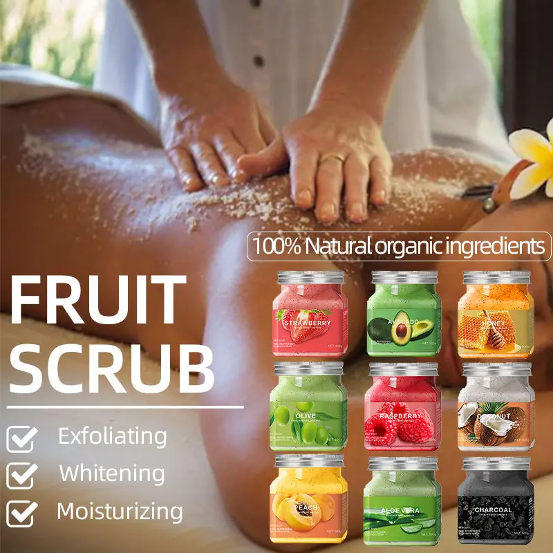 Custom Logo Skin Care Whitening Dead Sea Gommage Salt Shea Sugar vc Scrub Stretch Mark Removal Exfoliating Body Scrub