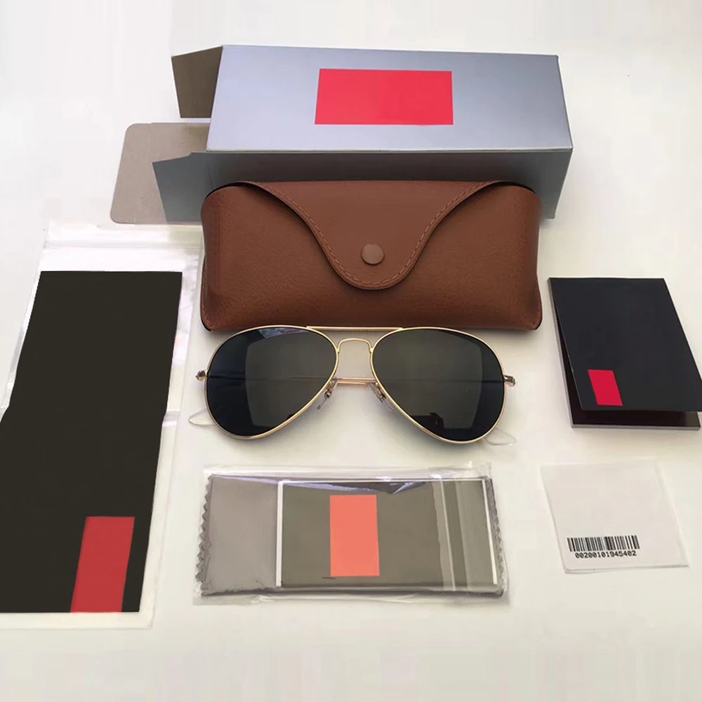 Солнцезащитные очки Ray Band, брендовые дизайнерские солнечные очки для мужчин и женщин, авиаторы, Модные Винтажные солнечные очки с футляром