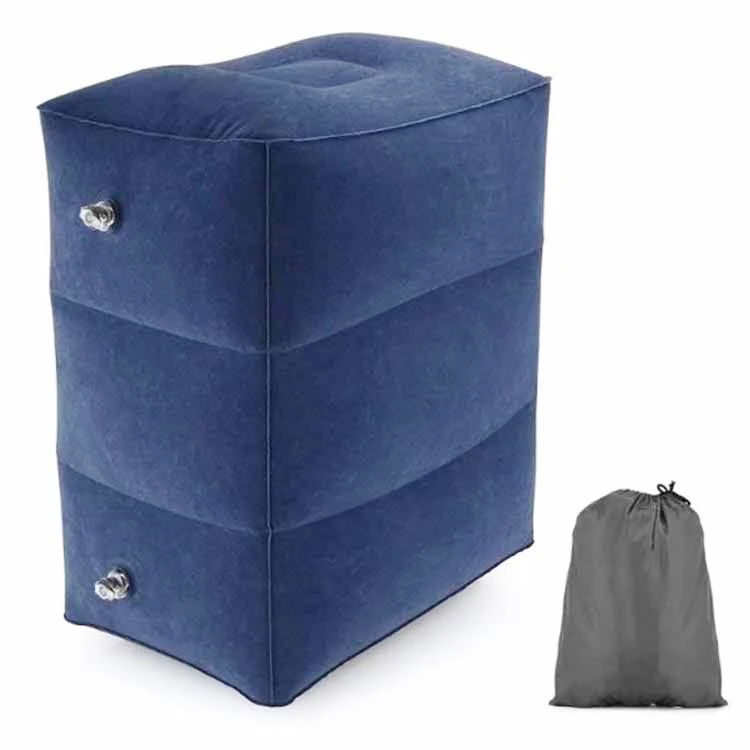 Multifunctional Flocking Leg Rest Car Pillow Inflatable Foot Rest Pillow For Travel Home Office