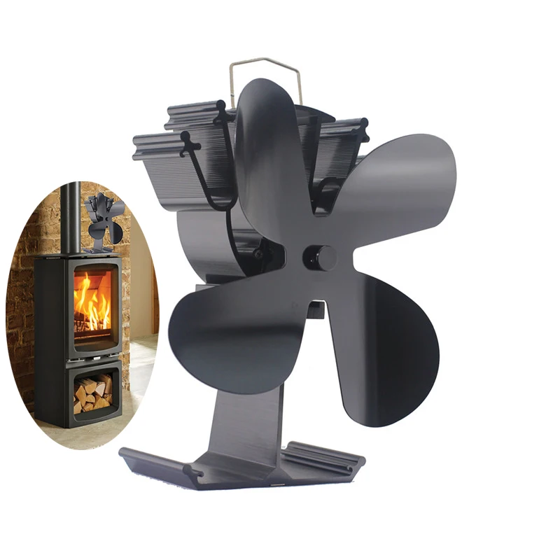 VODA Fan For Fireplace Wood Burning Stove Fan Heat Energy No Battery 4 Blades Stove Fan