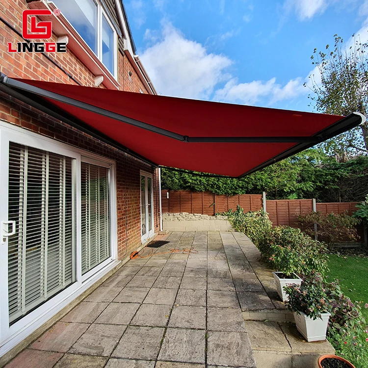 Full Cassette Retractable Automatic Cover Roof Awning With Remote Control LED Light