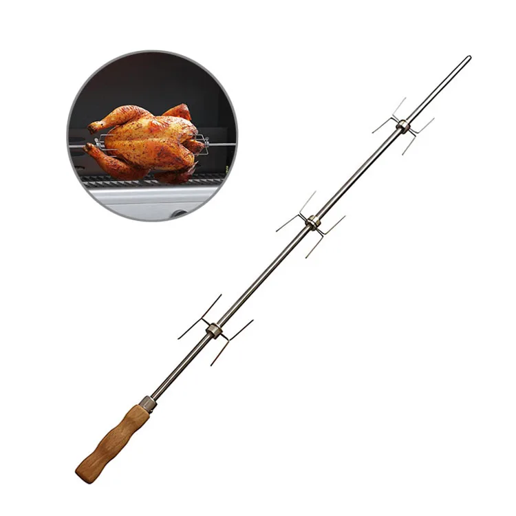 Stainless Steel Grill Rotisserie Kit BBQ Roaster Grill Skewers with Rotisserie Meat Forks