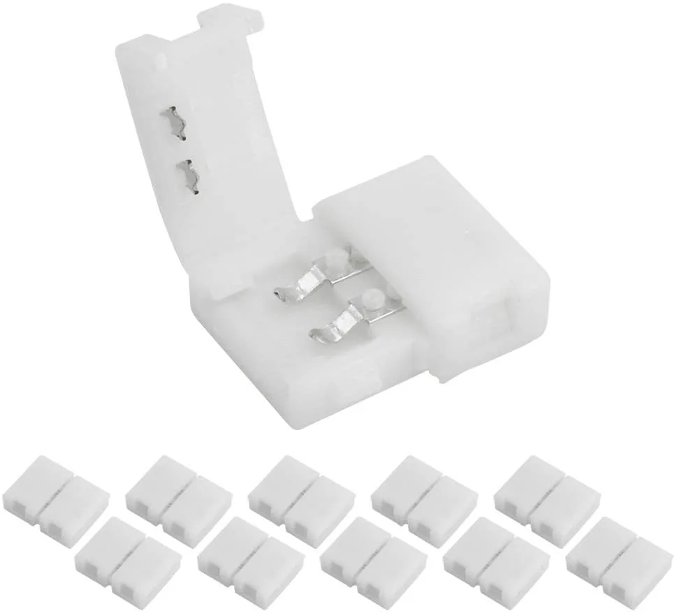 L T X Shape 24V 2-Pin PCB 10mm Solderless Led Strip Connectors Clip for 3528 5050 LED Strips