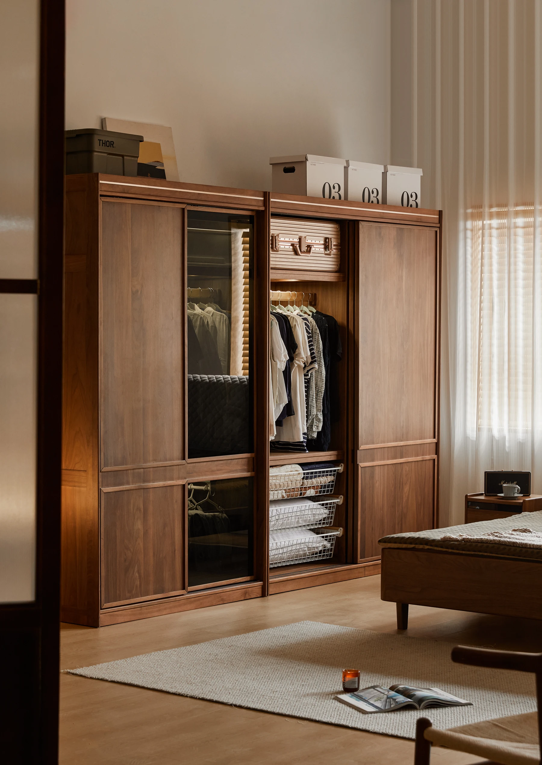 XUXIE large storage solid wood furniture set wooden closet for clothes luxurious wardrobes for bedroom