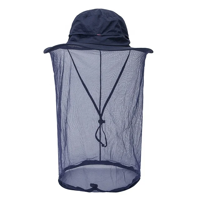 RTS High quality unisex mosquito net hat polyester waterproof sun hat with hidden net mesh outdoor fishing beekeeping hat