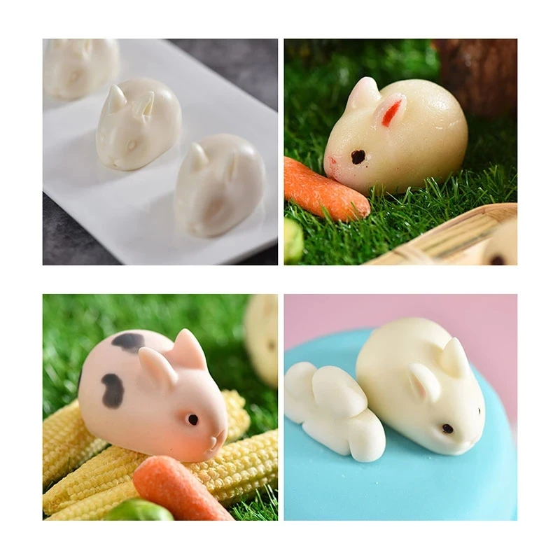 3D Creative Food Grade Silicone Rabbit Ice Cream Mold Mousse Cake Chocolate baking utensils