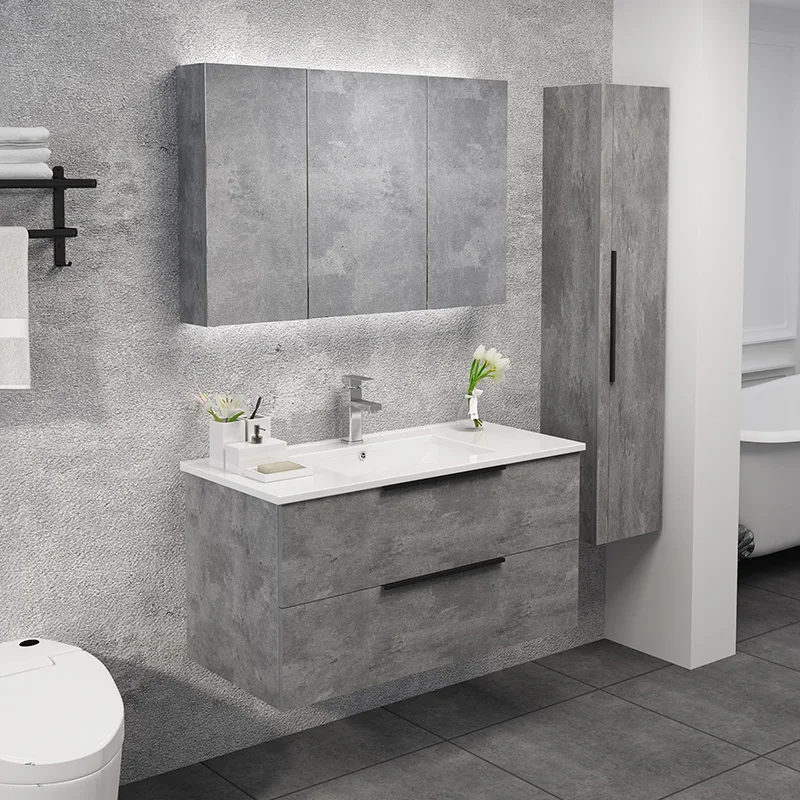 
1000mm grey color melamine finished bathroom cabinet for modern bathroom 
