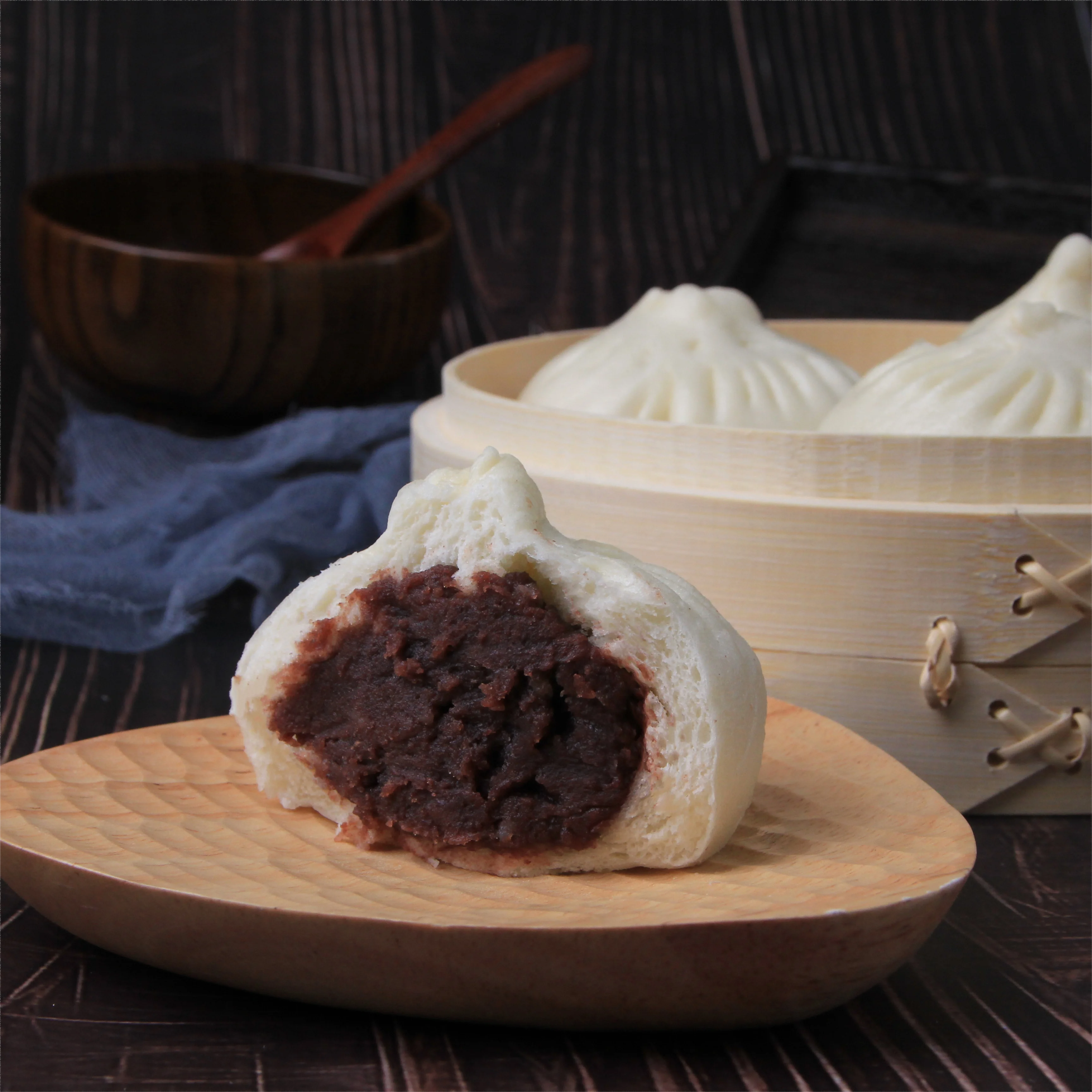 HACCP Certified Red Bean Bun Steamed Bun Stuffed with Red Bean Smashed Bean Bun Baozi