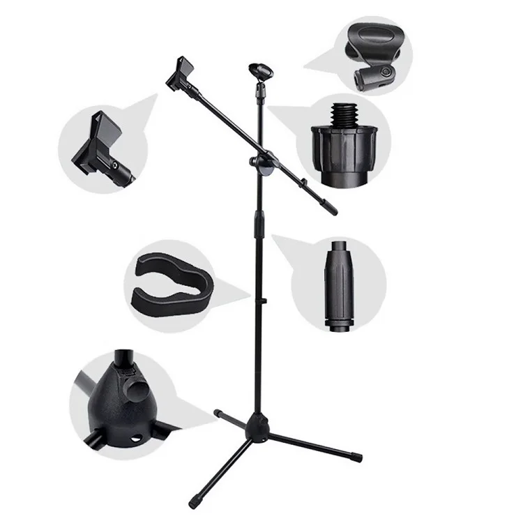 Professional Phone Adjustable Floor Double Scissors Mike Mic Holder Support Microphone Stand