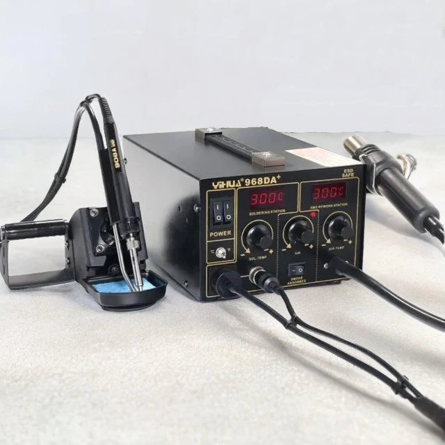 Electronic Cell Phone 3 In1 Soldering Hot Air Repair Rework Station YIHUA 968DA+ With Digital SMD Soldering Iron 110V/220V