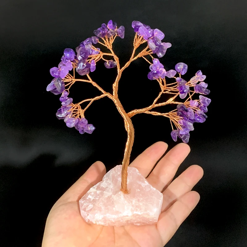 Wholesale Natural Healing Stone Fortune Money Tree Raw Stone Base Medium Crystal Tree For Fengshui