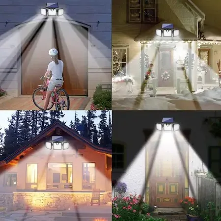 Solar Lights Outdoor 230 Leds Solar Powered Security Flood Lights 360 Degree RotatableHeads Adjustable Mo With Remote control