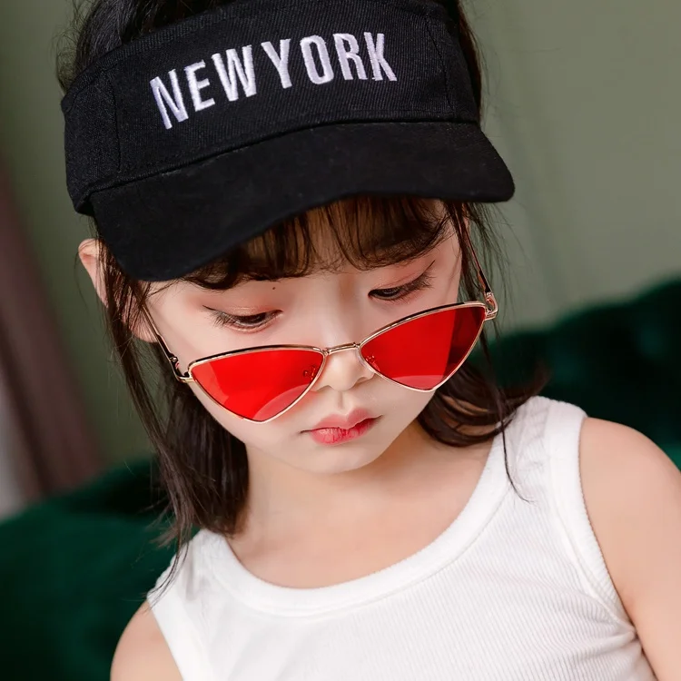 DOISYER Hot Sale Boys Girls Metal Shades Bright Candy Colors Lenses UV400 Vintage Triangle Kids Sunglasses 2020